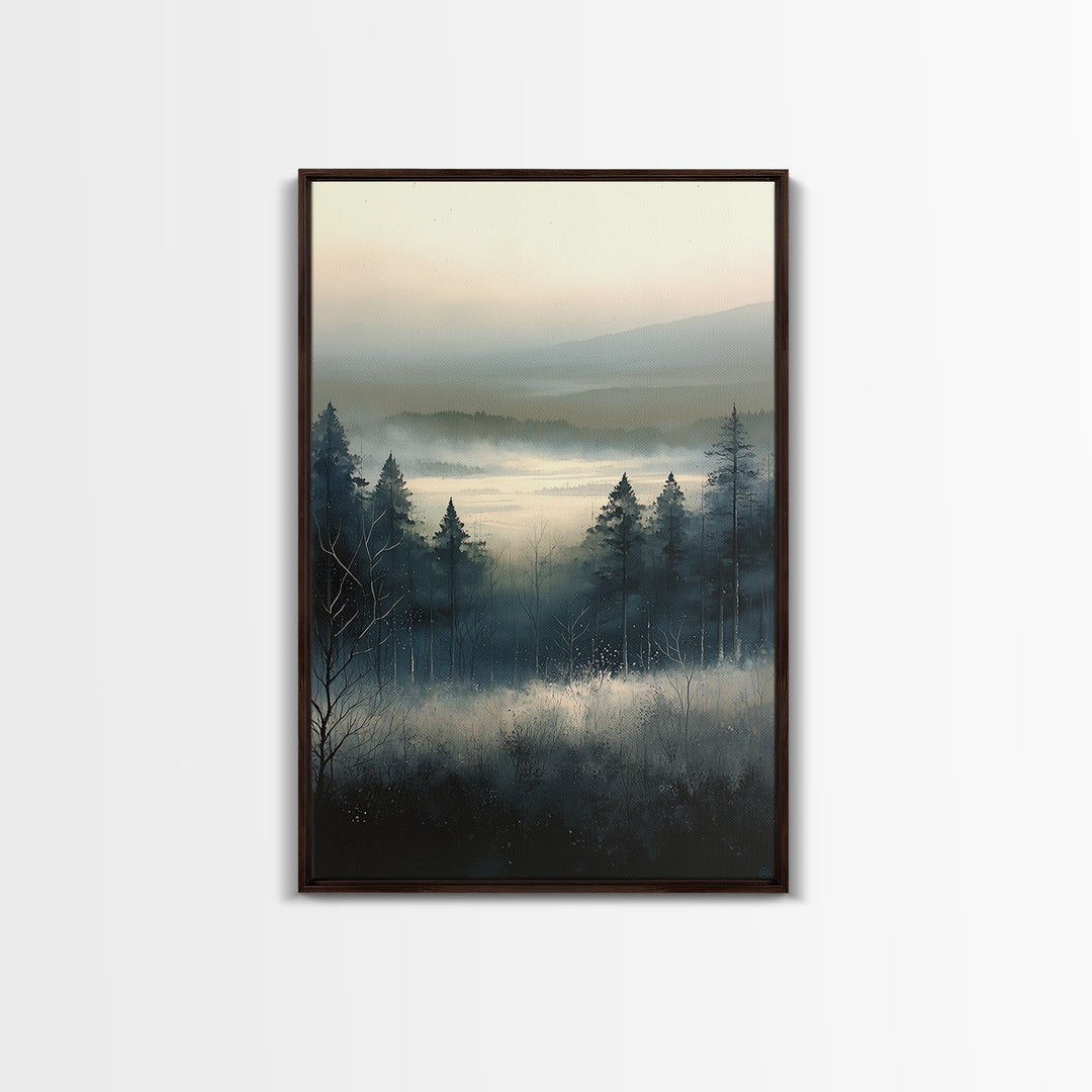 Elegant Ink Wash Landscape Framed Canvas Print, General Fine Art, Wall Decor, Living Room Decor, Fine Art, Original Painting, GEN-2x3-100