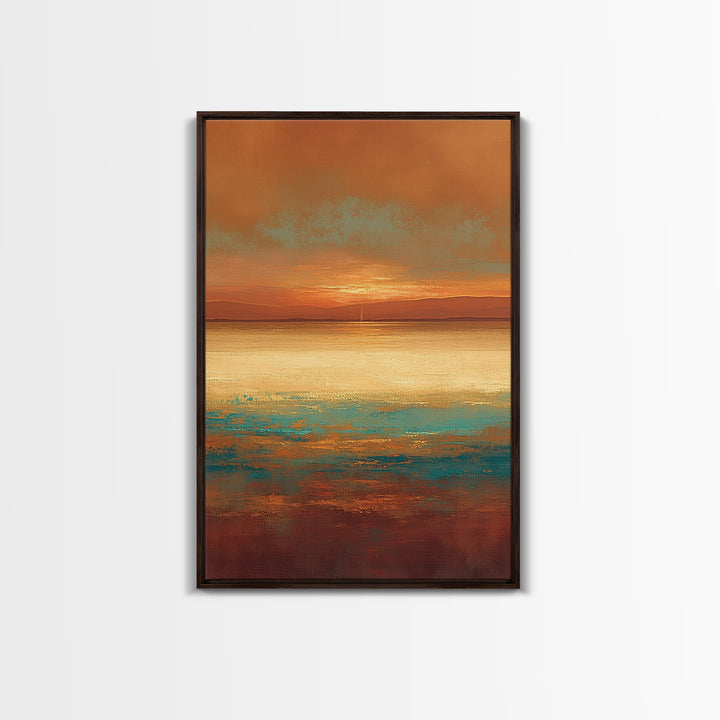 Serene Desert Horizon Framed Canvas Print, General Fine Art, Digital Prints, Living Room Decor, Oil Painting, GEN-2x3-25