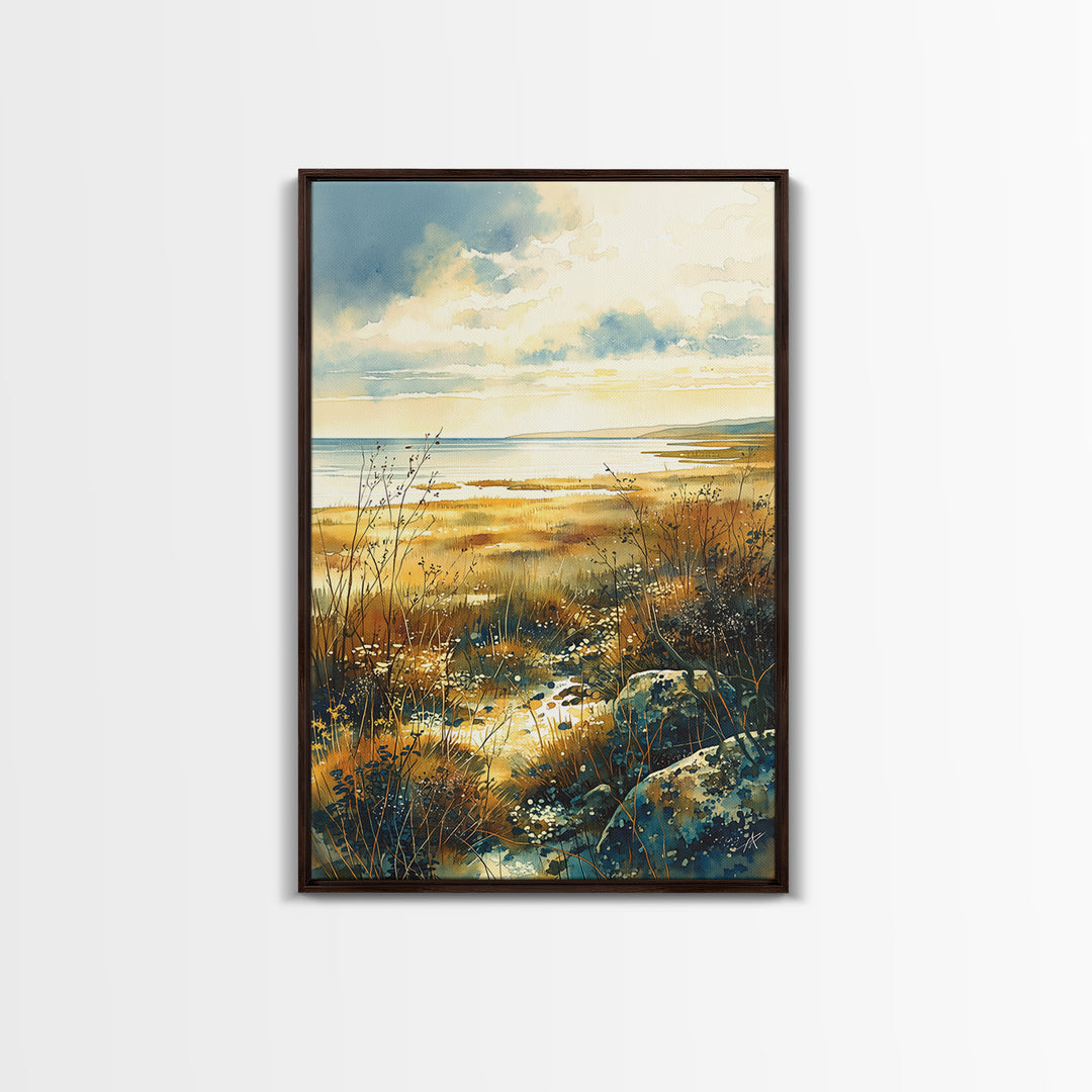 Quiet Abstract Landscape Framed Canvas Print, General Fine Art, Wall Art Prints, Living Room Decor, Watercolor Art, GEN-2x3-33