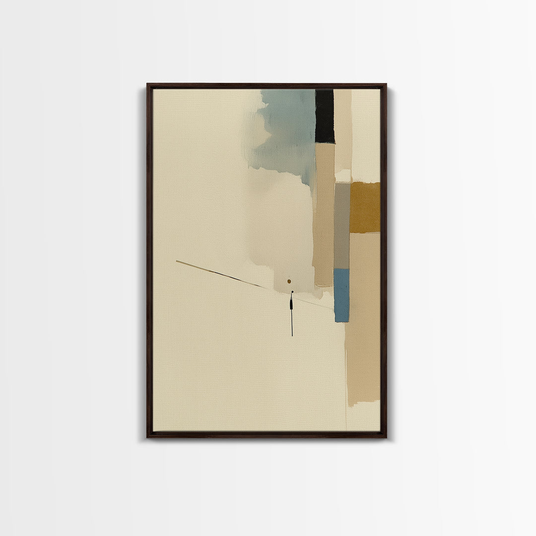 Minimal Black Line Figure on Textured Paper Canvas Print, General Fine Art, Print, Living Room Decor, Fine Art, GEN-2x3-35