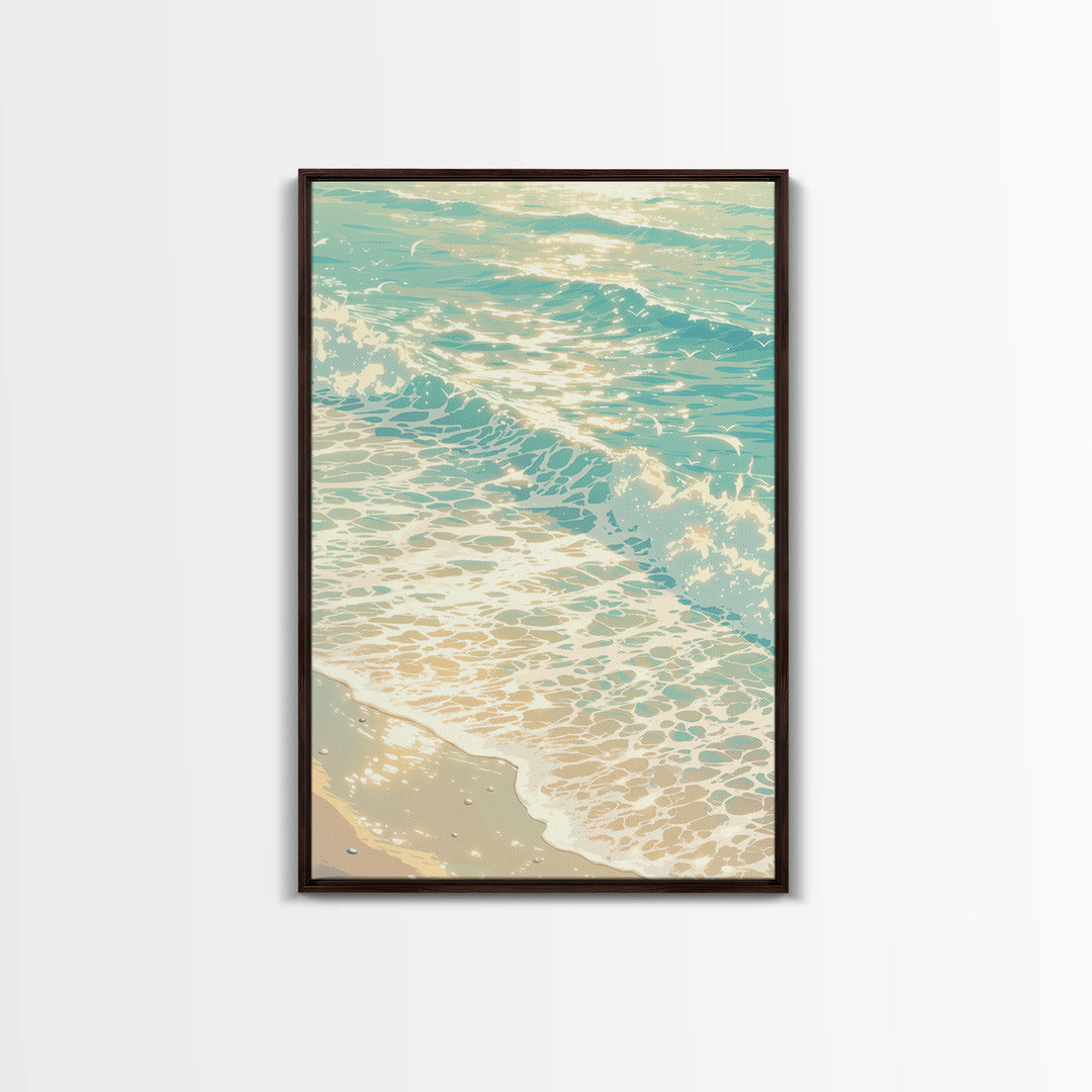 Coastal Water Study Framed Canvas Print, General Fine Art, Art Print, Living Room Decor, Fine Art, Original Art, GEN-2x3-37