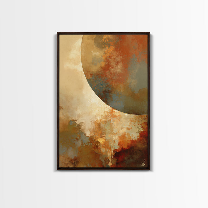 Warm Terracotta Abstract Framed Canvas Print, General Fine Art, Painting, Living Room Decor, Abstract Art, Oil Painting, GEN-2x3-38