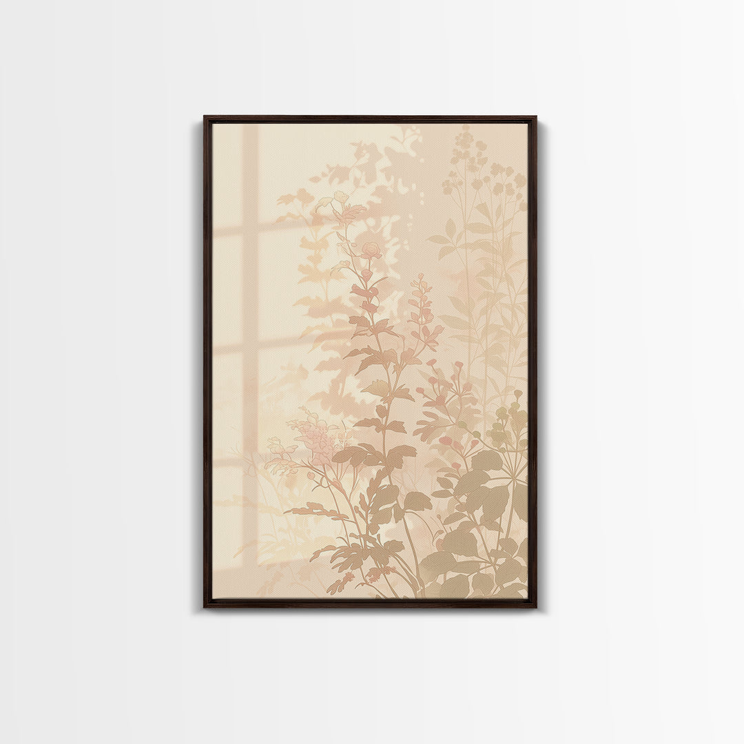 Botanical Silhouette Series Framed Canvas Print, General Fine Art, Canvas, Living Room Decor, Watercolor Art, GEN-2x3-53