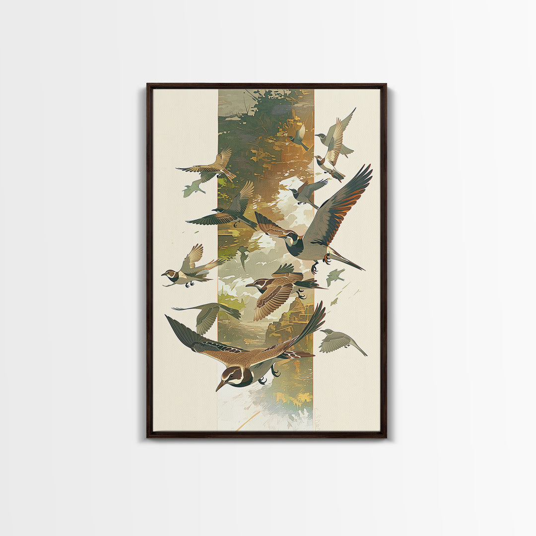 Minimal Birds in Flight over an Open Framed Canvas Print, General Fine Art, Minimalist Decor, Living Room Decor, Fine Art, GEN-2x3-6