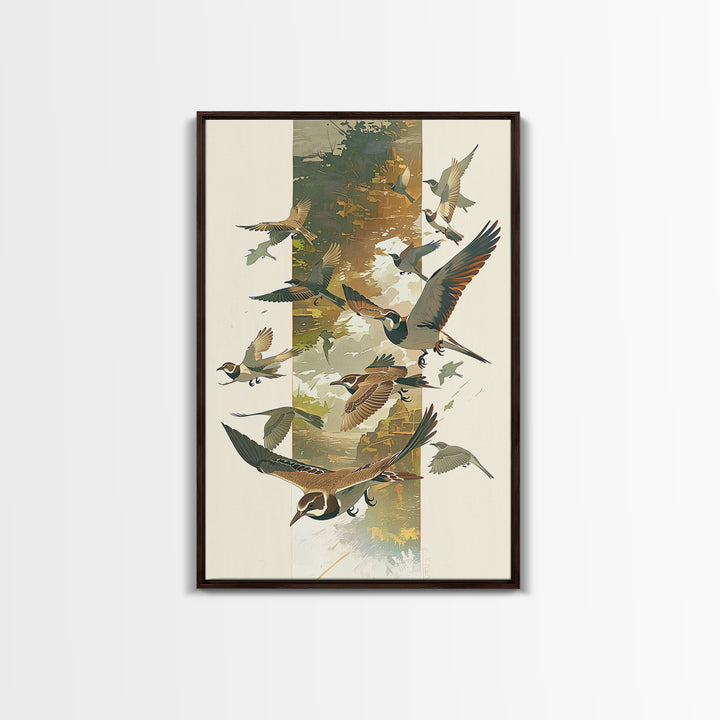 Minimal Birds in Flight over an Open Framed Canvas Print, General Fine Art, Minimalist Decor, Living Room Decor, Fine Art, GEN-2x3-6