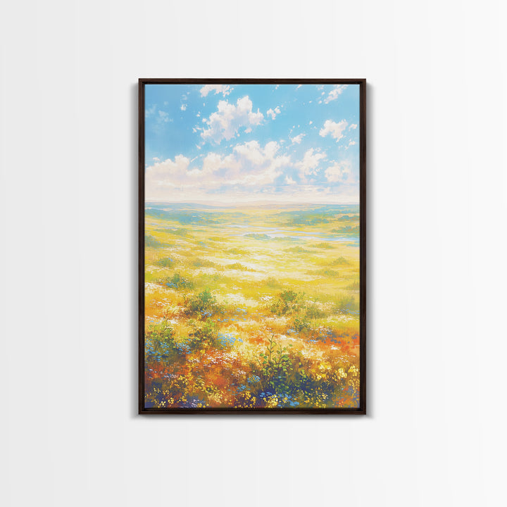 Sunlit Meadow with Loose Impressionist Brushwork Canvas Print, General Fine Art, Digital Prints, Living Room Decor, GEN-2x3-70