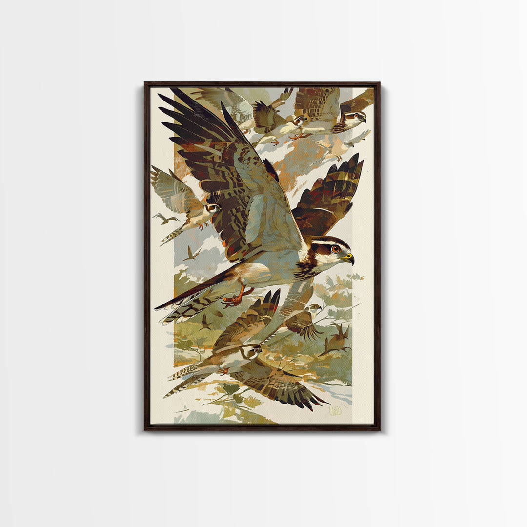 Minimal Birds in Flight over an Open Framed Canvas Print, General Fine Art, Art Prints, Living Room Decor, Fine Art, GEN-2x3-78