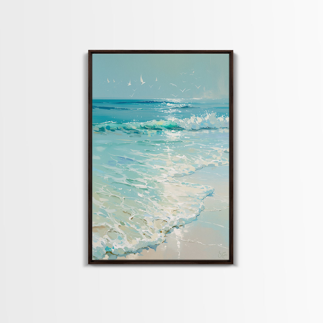 Coastal Water Study Framed Canvas Print, General Fine Art, Wall Hanging, Living Room Decor, Fine Art, Statement Artwork, GEN-2x3-85