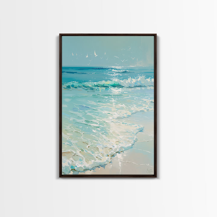 Coastal Water Study Framed Canvas Print, General Fine Art, Wall Hanging, Living Room Decor, Fine Art, Statement Artwork, GEN-2x3-85