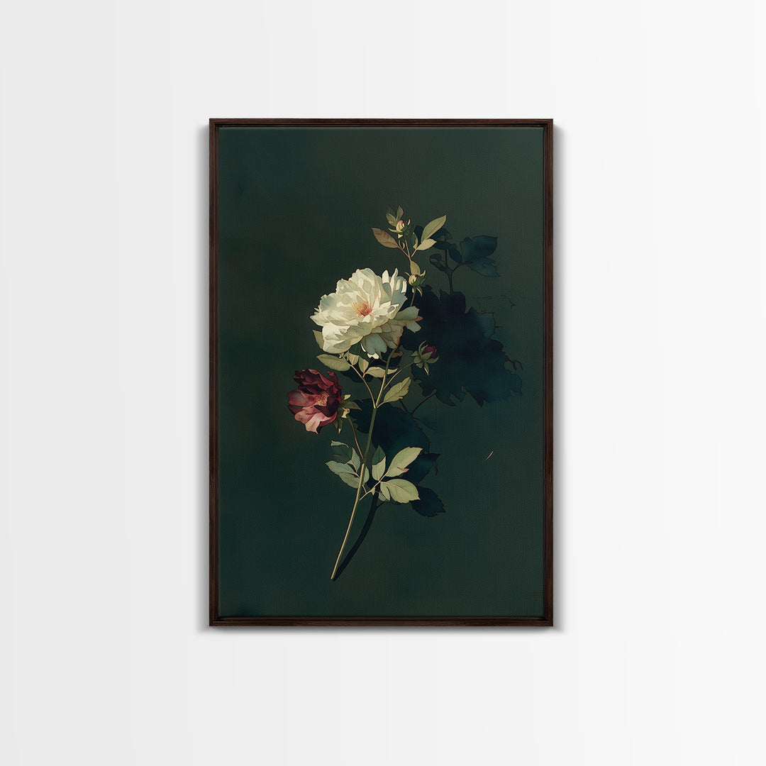 Single Sculptural Flower on a Dark Ground Canvas Print, General Fine Art, Original Art, Living Room Decor, Wall Art, GEN-2x3-89