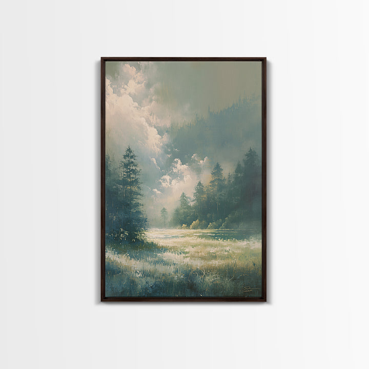 Sunlit Meadow with Loose Impressionist Brushwork Canvas Print, General Fine Art, Printable Wall Art, Living Room Decor, GEN-2x3-94