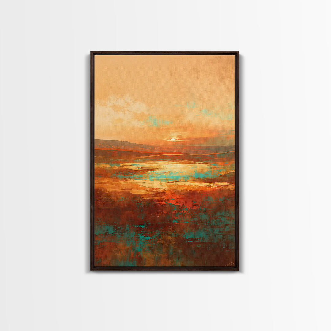 Serene Desert Horizon Framed Canvas Print, General Fine Art, Digital Wall Art, Living Room Decor, Fine Art, Neutral Decor, GEN-2x3-97