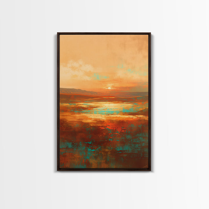 Serene Desert Horizon Framed Canvas Print, General Fine Art, Digital Wall Art, Living Room Decor, Fine Art, Neutral Decor, GEN-2x3-97