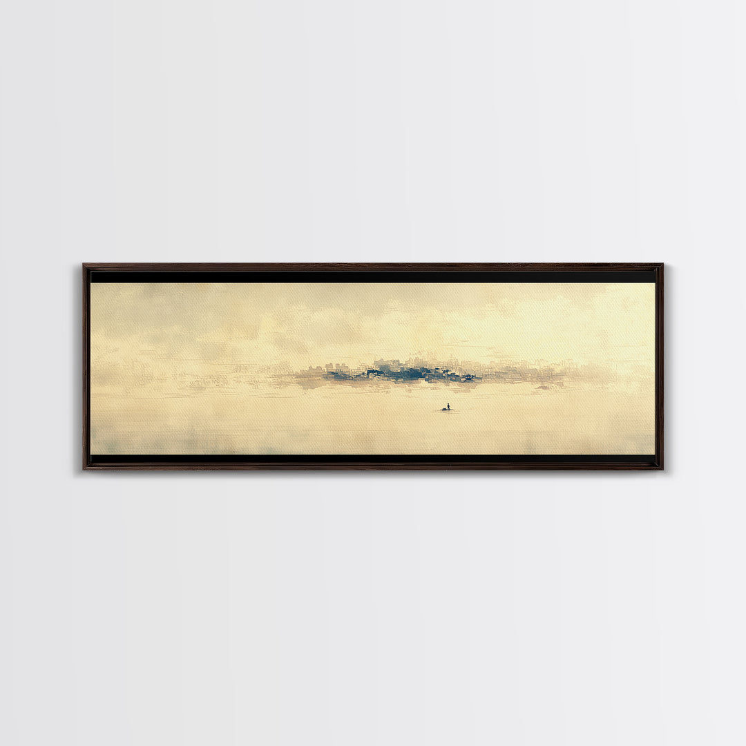 Minimal Black Line Figure on Textured Paper Canvas Print, General Fine Art, Luxury Decor, Living Room Decor, Fine Art, GEN-3x1-19