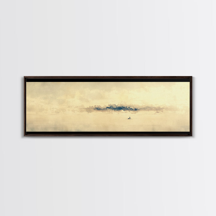 Minimal Black Line Figure on Textured Paper Canvas Print, General Fine Art, Luxury Decor, Living Room Decor, Fine Art, GEN-3x1-19