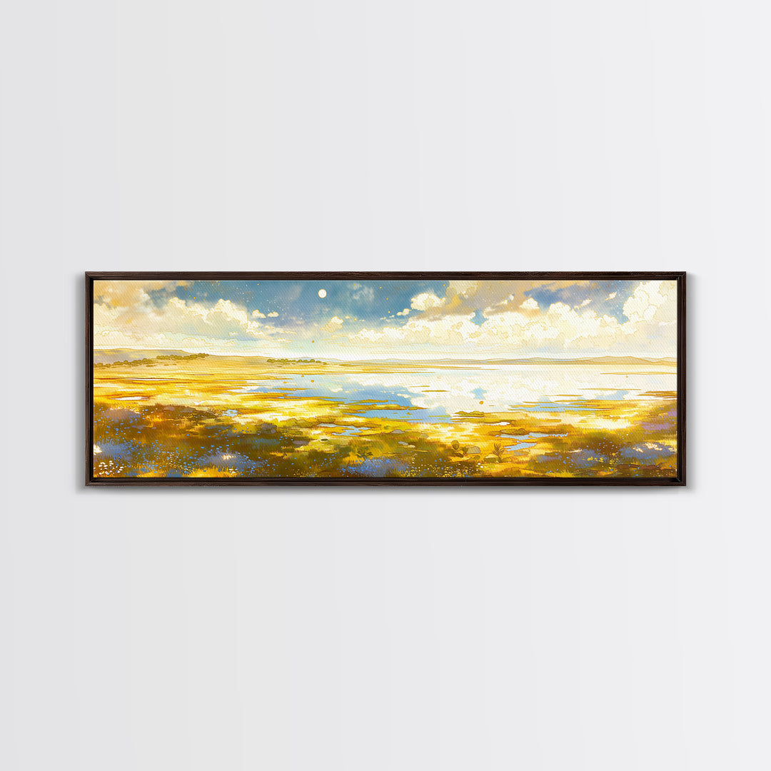 Dreamlike Moonlit Lake Canvas Print, General Fine Art, Art Deco, Living Room Decor, Fine Art, Fine Art Print, GEN-3x1-29