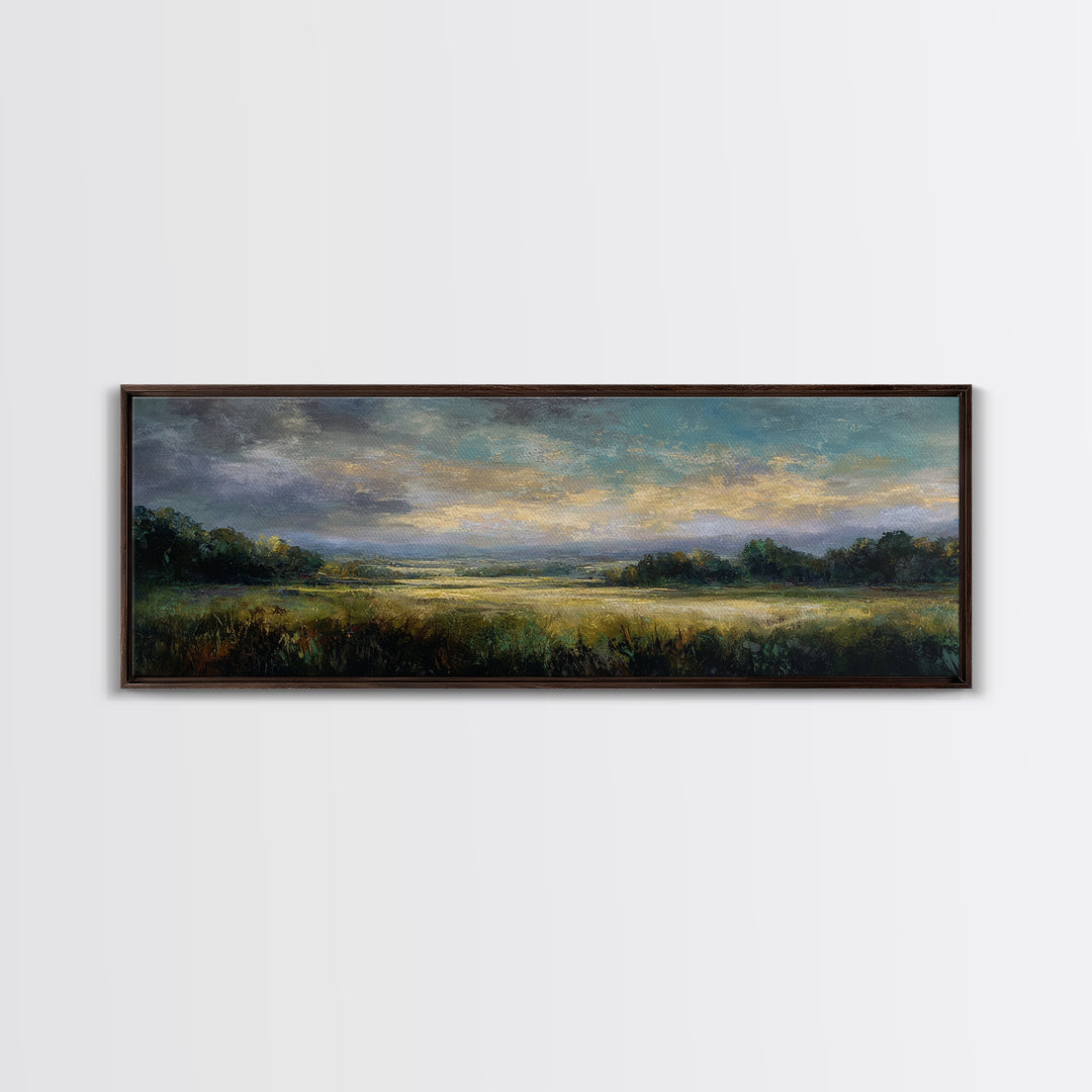 Sunlit Meadow with Loose Impressionist Brushwork Canvas Print, General Fine Art, Wall Decor, Living Room Decor, Fine Art, GEN-3x1-30