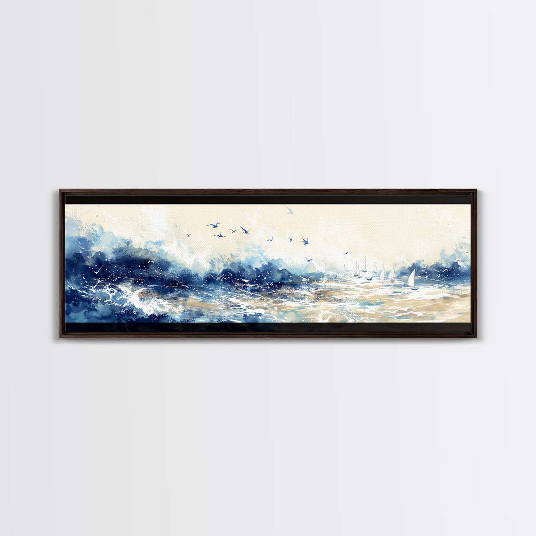 Coastal Water Study Canvas Print, General Fine Art, Framed Wall Art, Living Room Decor, Fine Art, Luxury Decor, GEN-3x1-45