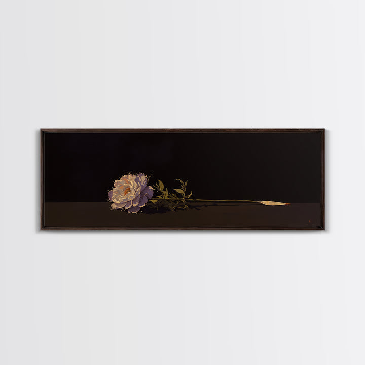 Single Sculptural Flower on a Dark Ground Canvas Print, General Fine Art, Canvas Wall Art, Living Room Decor, Fine Art, GEN-3x1-49
