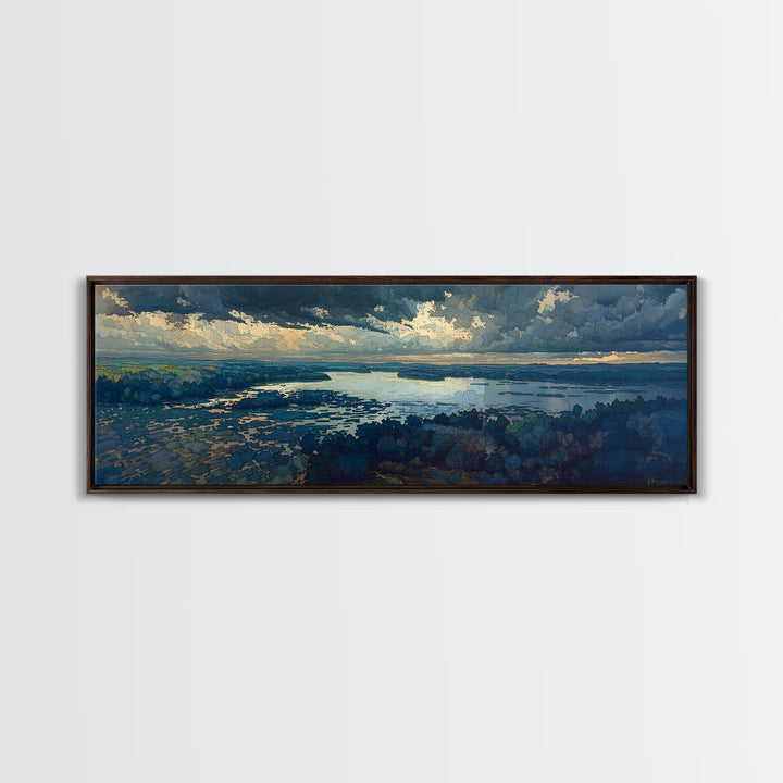 Quiet Abstract River Shape Framed Canvas Print, General Fine Art, Luxury Decor, Living Room Decor, Abstract Art, GEN-3x1-64