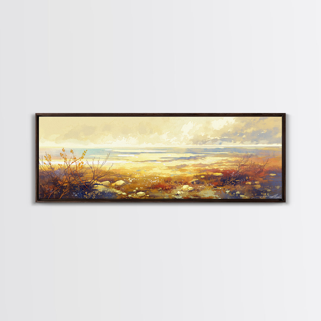 Quiet Abstract Landscape Framed Canvas Print, General Fine Art, Boho Decor, Living Room Decor, Fine Art, Wall Decor, GEN-3x1-89