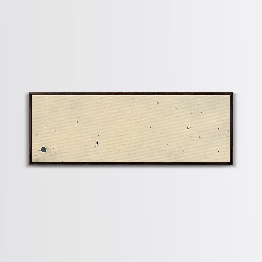 Minimal Black Line Figure on Textured Paper Canvas Print, General Fine Art, Painting, Living Room Decor, Fine Art, GEN-3x1-91