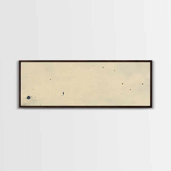 Minimal Black Line Figure on Textured Paper Canvas Print, General Fine Art, Painting, Living Room Decor, Fine Art, GEN-3x1-91
