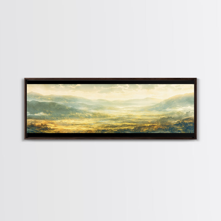 Misty Mountain Valley Canvas Print, General Fine Art, Decor, Living Room Decor, Fine Art, Digital Wall Art, Large Wall Art, GEN-3x1-92