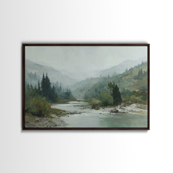 Quiet Abstract River Shape Framed Canvas Print, General Fine Art, Wall Art, Living Room Decor, Abstract Art, GEN-3x2-100