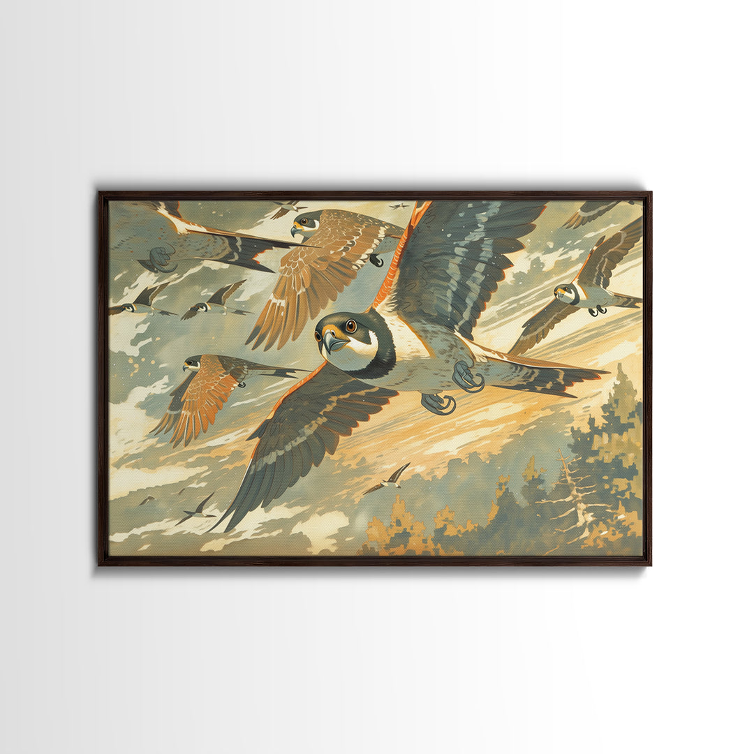 Minimal Birds in Flight over an Open Canvas Print, General Fine Art, Wall Art Prints, Living Room Decor, Watercolor Art, GEN-3x2-26