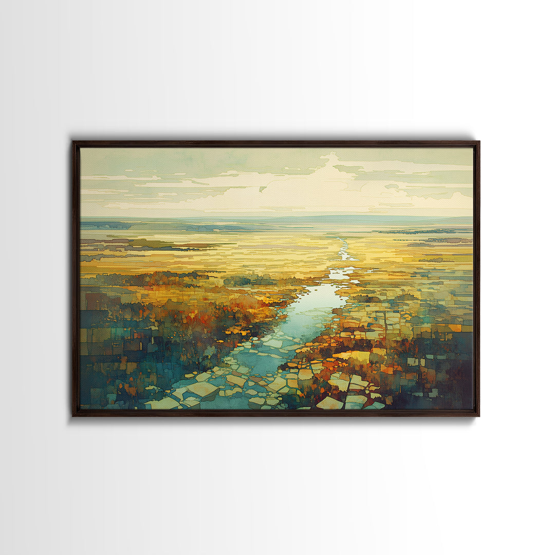 Quiet Abstract River Shape Canvas Print, General Fine Art, Canvas, Living Room Decor, Abstract Art, Canvas Art, GEN-3x2-4