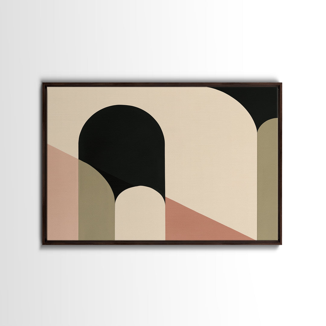 Monochrome Architectural Arch Composition Framed Canvas Print, General Fine Art, Bedroom Decor, Living Room Decor, Oil Painting, GEN-3x2-40