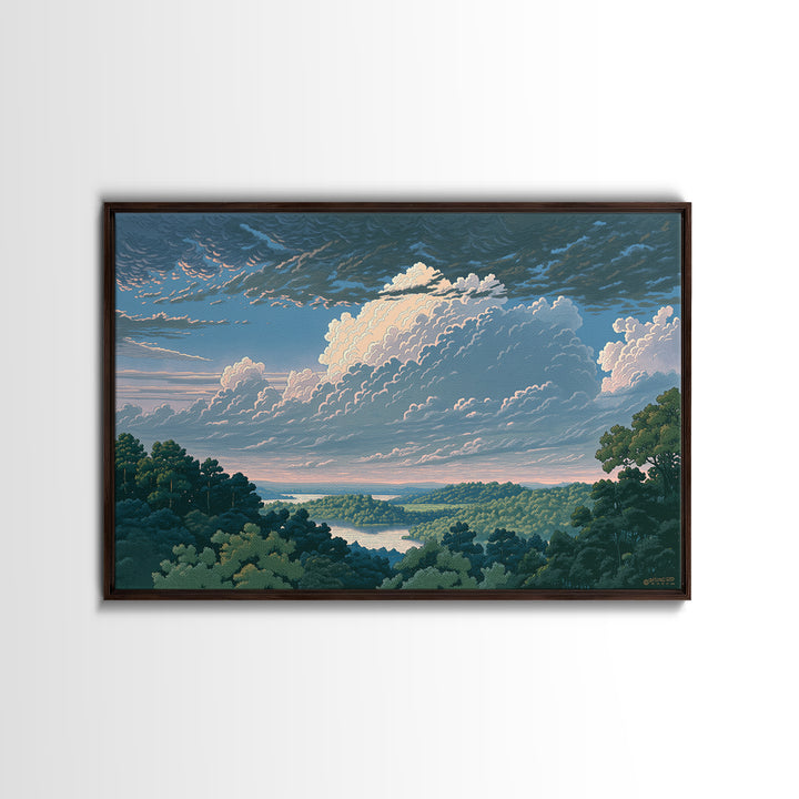Romantic Cloudscape with Blush and Cream Tones Canvas Print, General Fine Art, Large Wall Art, Living Room Decor, GEN-3x2-46