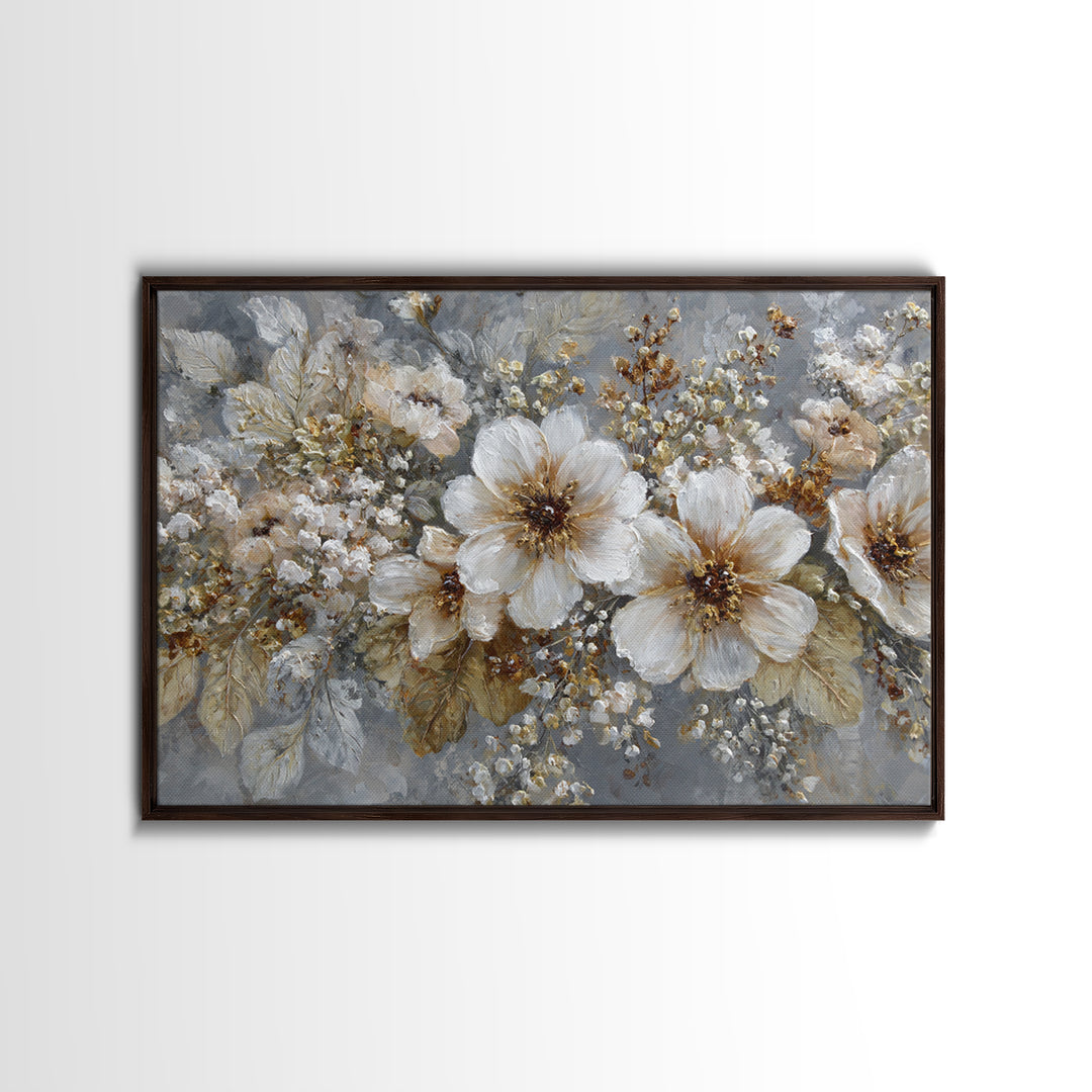 Botanical Silhouette Series Canvas Print, General Fine Art, Neutral Decor, Living Room Decor, Oil Painting, Home Decor, GEN-3x2-49