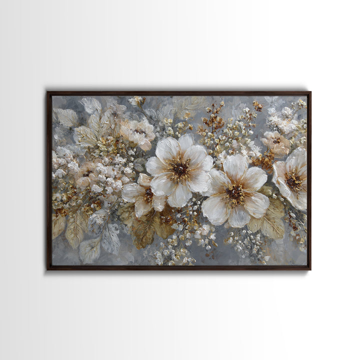 Botanical Silhouette Series Canvas Print, General Fine Art, Neutral Decor, Living Room Decor, Oil Painting, Home Decor, GEN-3x2-49