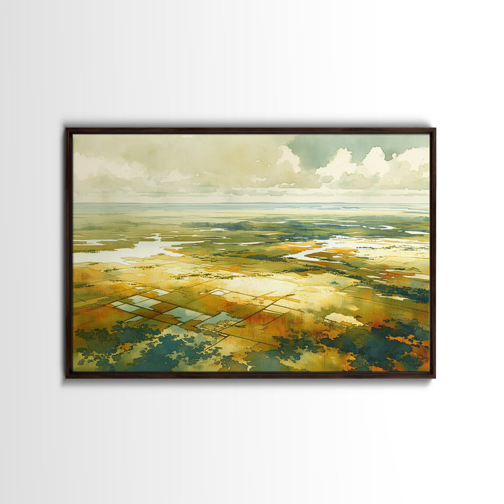 Quiet Abstract Landscape Framed Canvas Print, General Fine Art, Abstract Art, Living Room Decor, Oil Painting, GEN-3x2-5