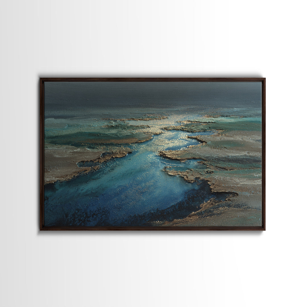 Quiet Abstract River Shape Canvas Print, General Fine Art, Canvas Wall Art, Living Room Decor, Fine Art, Textured Painting, GEN-3x2-52