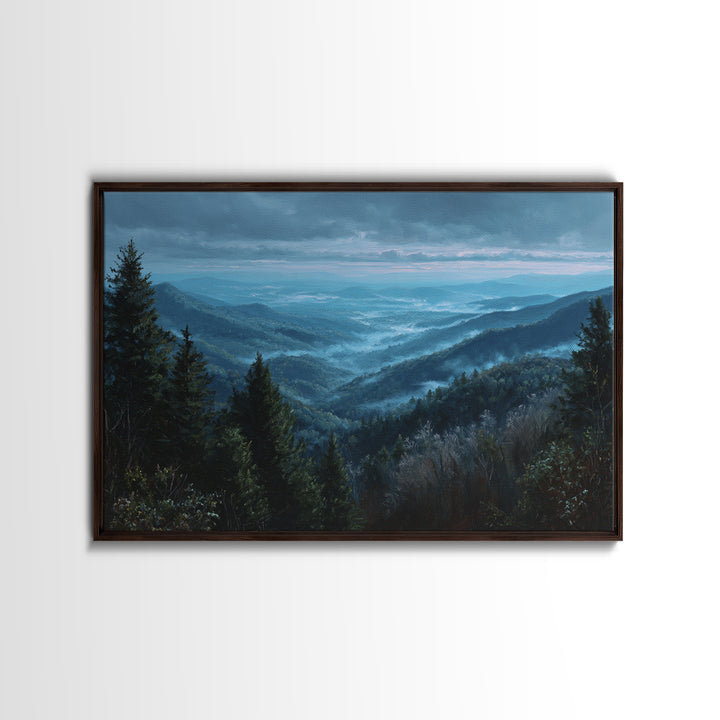 Misty Mountain Valley Canvas Print, General Fine Art, Room Decor, Living Room Decor, Fine Art, Digital Prints, GEN-3x2-56