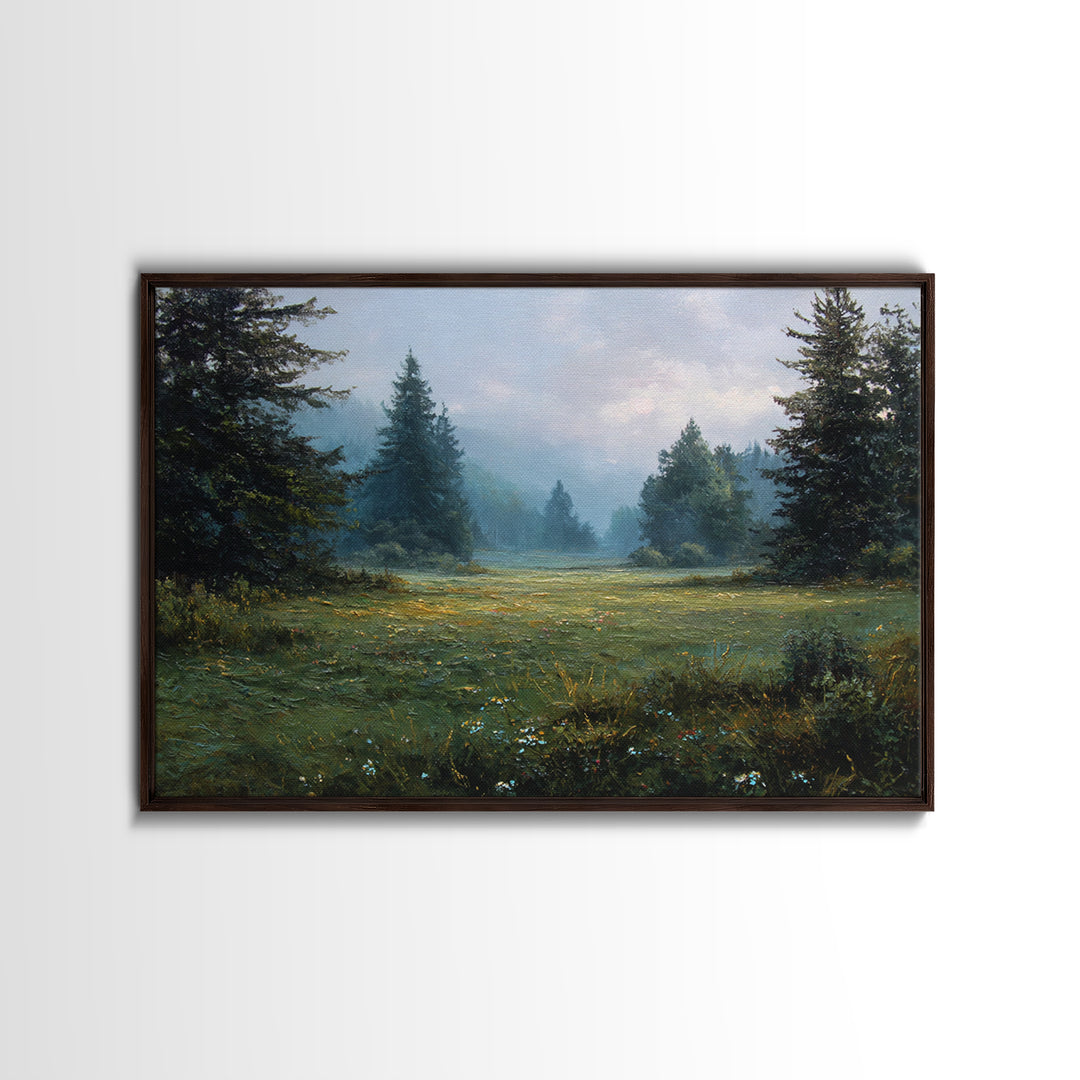 Sunlit Meadow with Loose Impressionist Brushwork Canvas Print, General Fine Art, Digital Wall Art, Living Room Decor, Fine Art, GEN-3x2-66