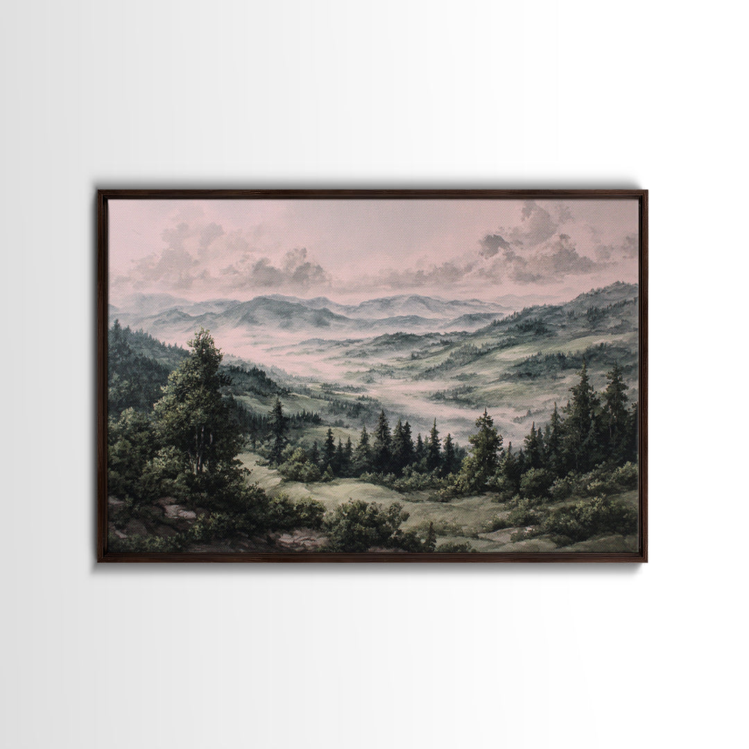 Elegant Ink Wash Landscape Canvas Print, General Fine Art, Contemporary Art, Living Room Decor, Fine Art, Digital Art, GEN-3x2-72