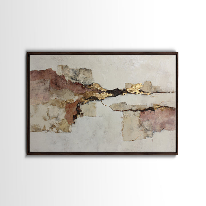 Earthy Plaster Texture Abstract Framed Canvas Print, General Fine Art, Canvas, Living Room Decor, Abstract Art, GEN-3x2-91