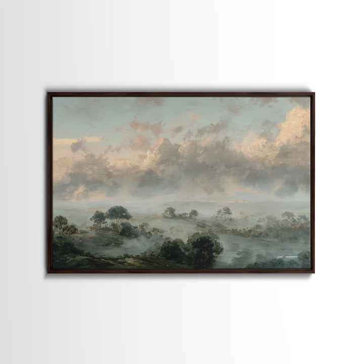Romantic Cloudscape with Blush and Cream Tones Canvas Print, General Fine Art, Canvas Wall Art, Living Room Decor, Abstract Art, GEN-3x2-94