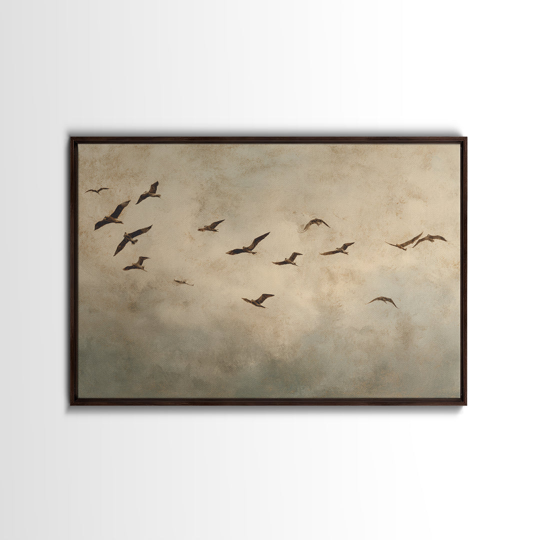 Minimal Birds in Flight over an Open Canvas Print, General Fine Art, Abstract Art, Living Room Decor, Fine Art, GEN-3x2-98
