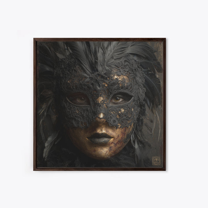Phantom Ballroom Mask Framed Canvas Print, Gothic Art, Gothic Wallpaper, Living Room Decor, Watercolor Art, Gothic, GOT-1x1-24
