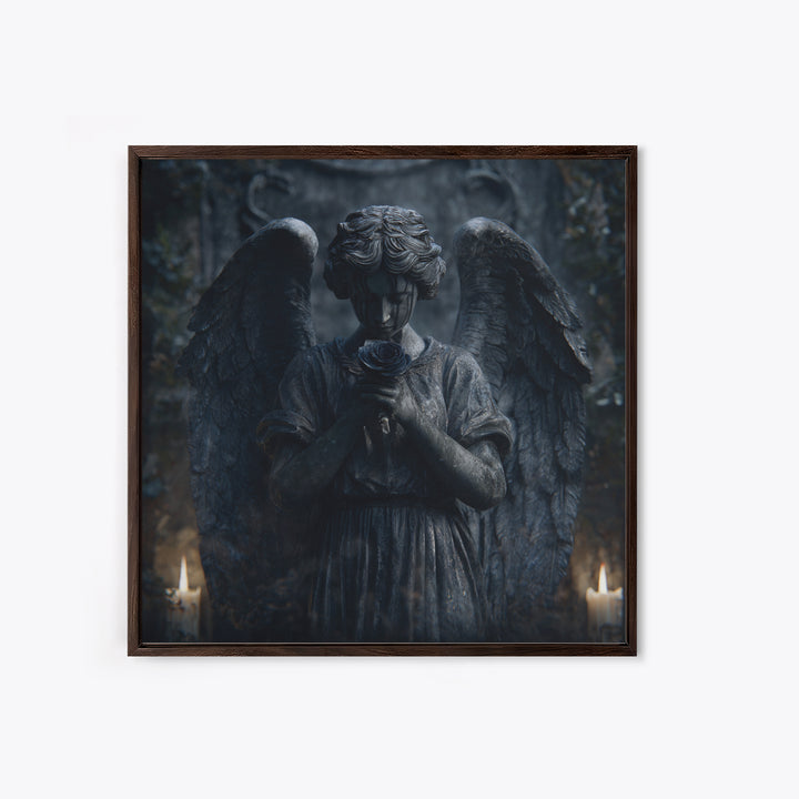 Weeping Angel Statue Framed Canvas Print, Gothic Art, Gothic Decor, Living Room Decor, Fine Art, Gothic, Canvas Painting, GOT-1x1-56
