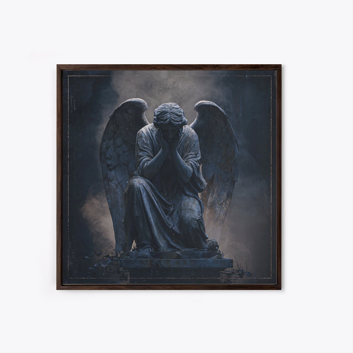 Weeping Angel Statue Framed Canvas Print, Gothic Art, Printable Wall Art, Living Room Decor, Fine Art, Gothic, Halloween Art, GOT-1x1-8