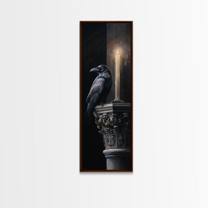 Raven on a Cathedral Gargoyle Canvas Print, Gothic Art, Fine Art Print, Living Room Decor, Fine Art, Gothic, Halloween Decor, GOT-1x3-13