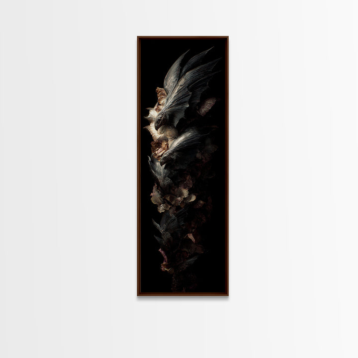 Bat Wings Forming a Dark Ornamental Pattern Canvas Print, Gothic Art, Printable Wall Art, Living Room Decor, Fine Art, Gothic, GOT-1x3-43