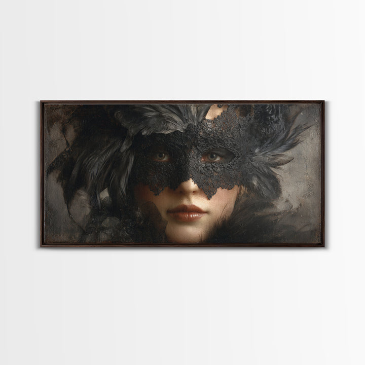 Phantom Ballroom Mask Framed Canvas Print, Gothic Art, Fine Art Print, Living Room Decor, Fine Art, Gothic, Halloween Decor, GOT-2x1-20