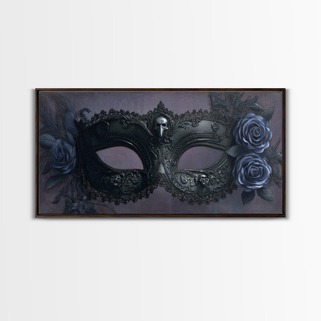 Phantom Ballroom Mask Canvas Print, Gothic Art, Textured Painting, Living Room Decor, Abstract Art, Gothic, Original Painting, GOT-2x1-44